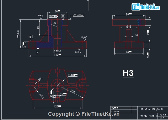 đồ án công nghệ chế tạo máy chi tiết giá đỡ,Cad đồ án,giá đỡ,đồ án chế tạo máy thân đỡ,chế tạo máy chi tiết gía đỡ